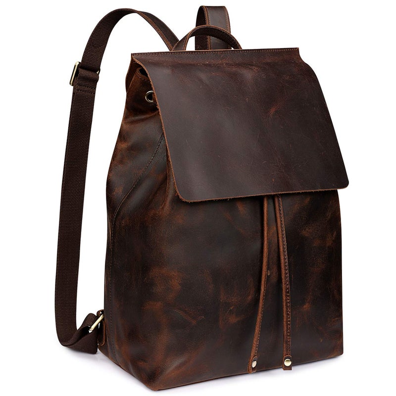S-ZONE Women Genuine Leather Backpack Purses Fashion Rucksack Travel Daypack with Luggage Sleeve - Image 1